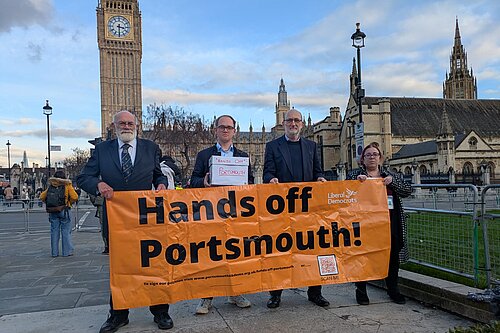 The Lib Dem team outside Westminster