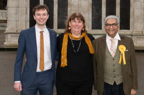 Henry Wright, Helen Belcher, and Tahir Maher, the Reading Lib Dem candidates for the next General Election