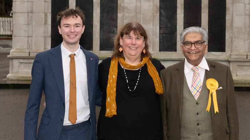 Henry Wright, Helen Belcher, and Tahir Maher, the Reading Lib Dem candidates for the next General Election