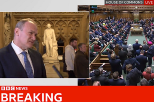 News Caption with Ed Davey MP and the House of Commons